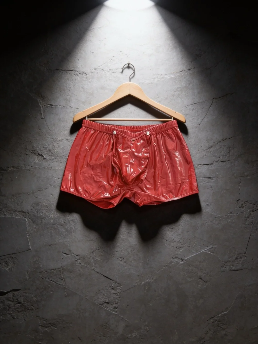 Red Glossy High‑Shine Shorts – S/M – Festival / Rave Wear